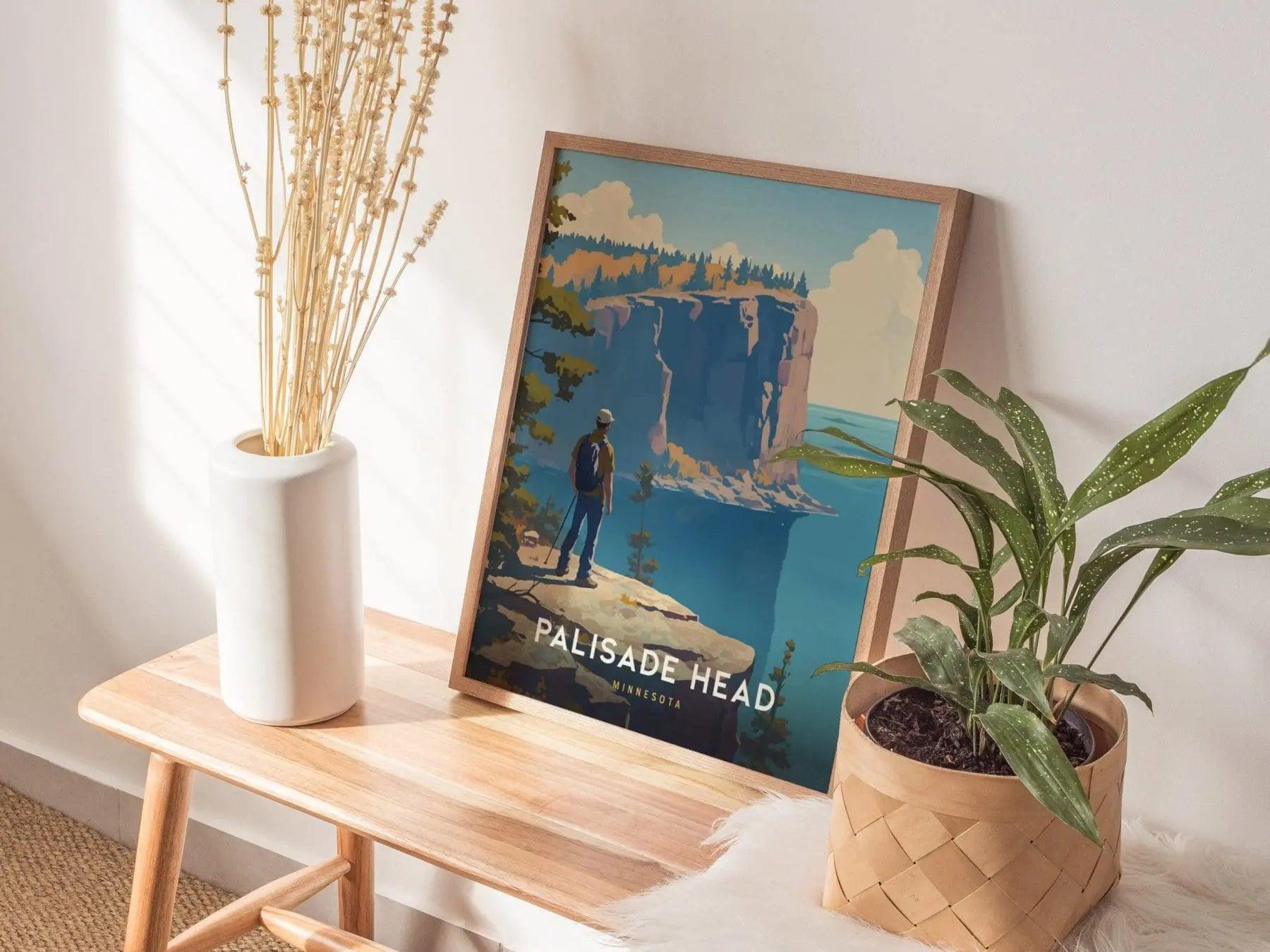 Palisade Head Minnesota Poster, North Shore Cliff View Art, Framed/Unframed Lake Superior Print, Hiker Gift, Nature Lover Gift, Airbnb Decor - Swell Scenes