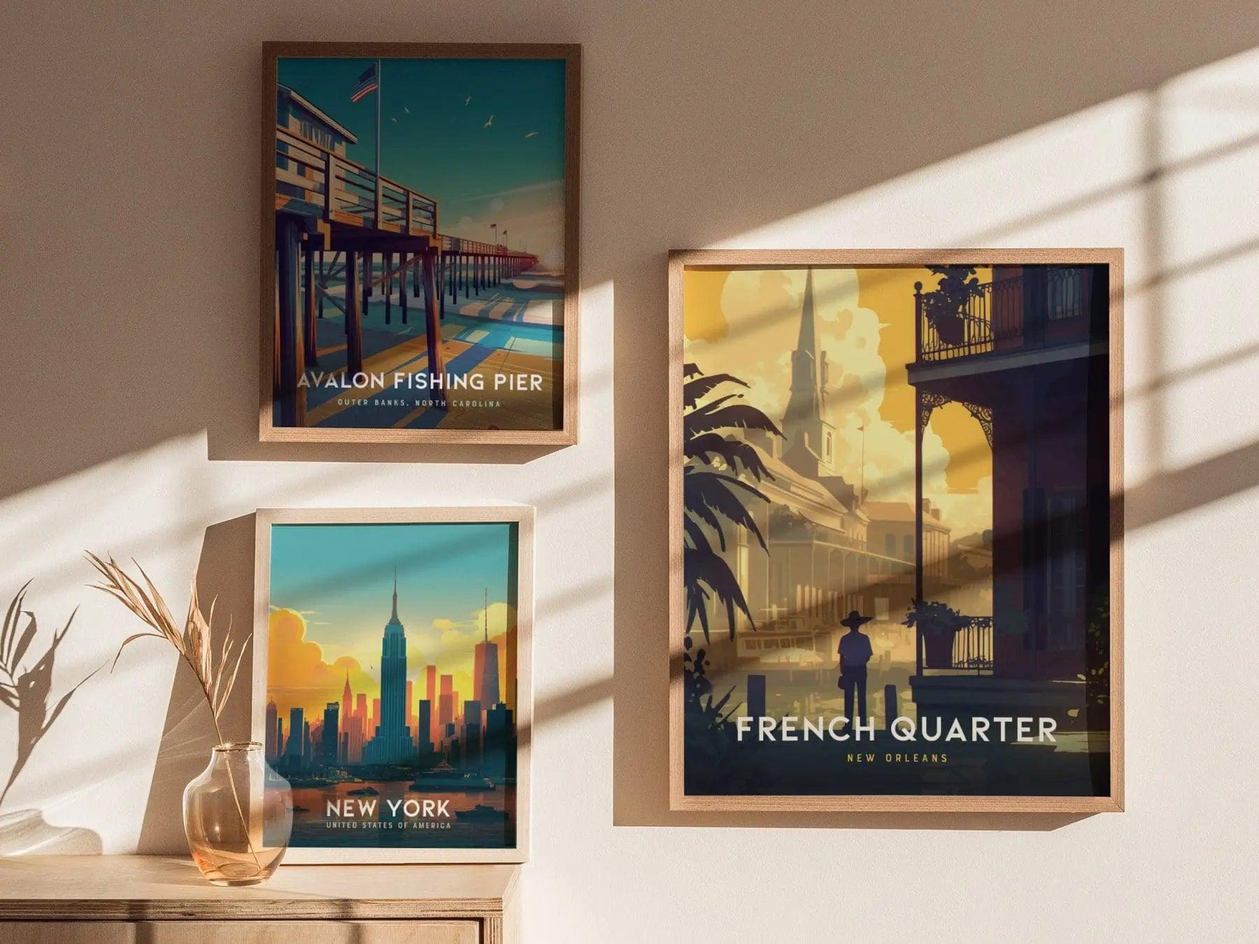 French Quarter New Orleans Poster, Vibrant Street Art, Framed/Unframed Mardi Gras Print, Travel Gift, Louisiana Decor, Airbnb Home Decor - Swell Scenes