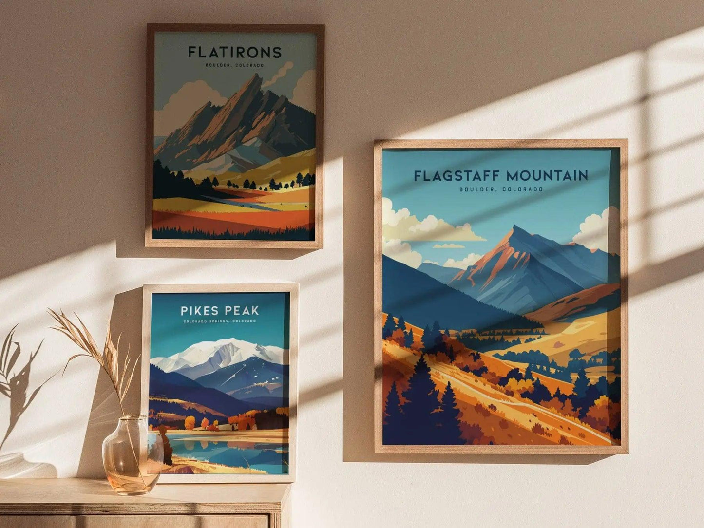 Flagstaff Mountain, Boulder, Colorado - Flagstaff Wall Art Poster Design Travel Print Mountains Hiker Backpacker Rock Climber Rockies Gift - Swell Scenes