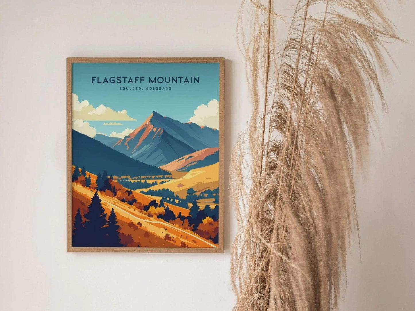 Flagstaff Mountain, Boulder, Colorado - Flagstaff Wall Art Poster Design Travel Print Mountains Hiker Backpacker Rock Climber Rockies Gift - Swell Scenes