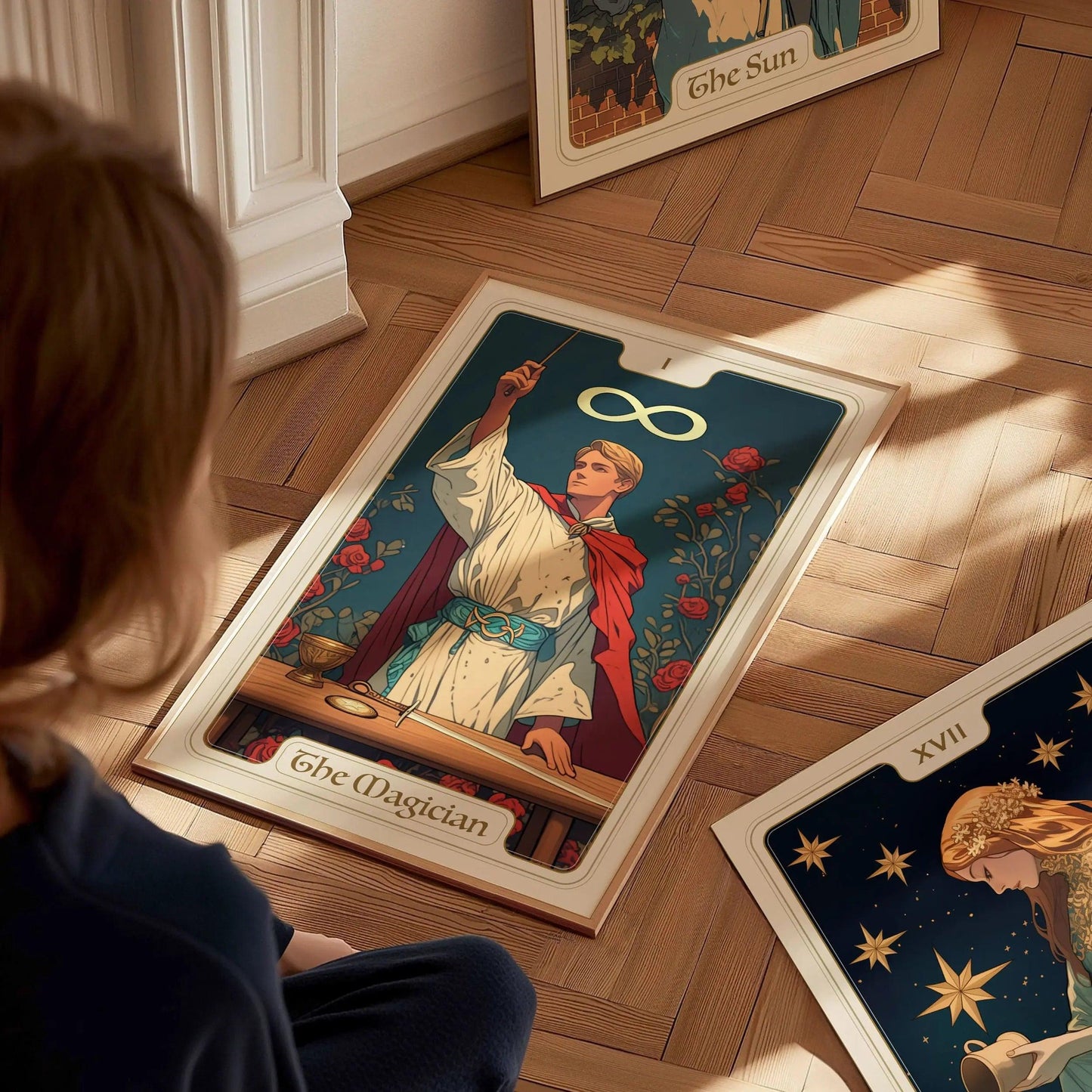 The Magician Major Arcana Tarot Card Framed Poster - Rider Waite Artwork Divination Art Nouveau Fortune Dark Academia Design Decor Gift Set - Swell Scenes