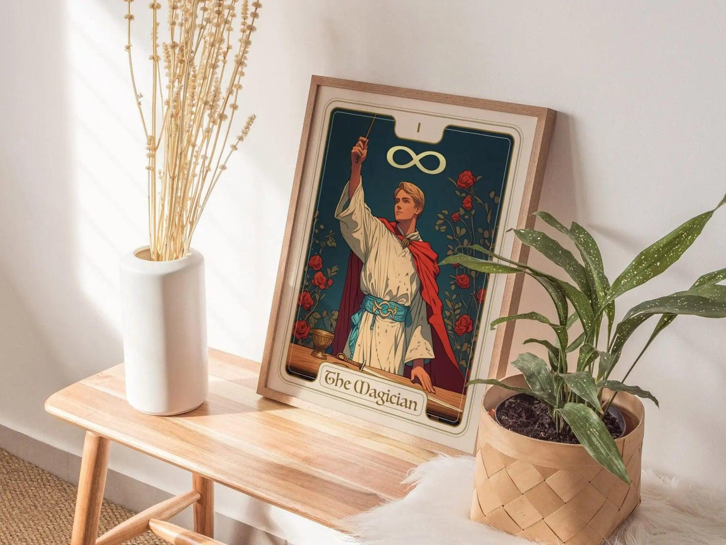 The Magician Major Arcana Tarot Card Framed Poster - Rider Waite Artwork Divination Art Nouveau Fortune Dark Academia Design Decor Gift Set - Swell Scenes