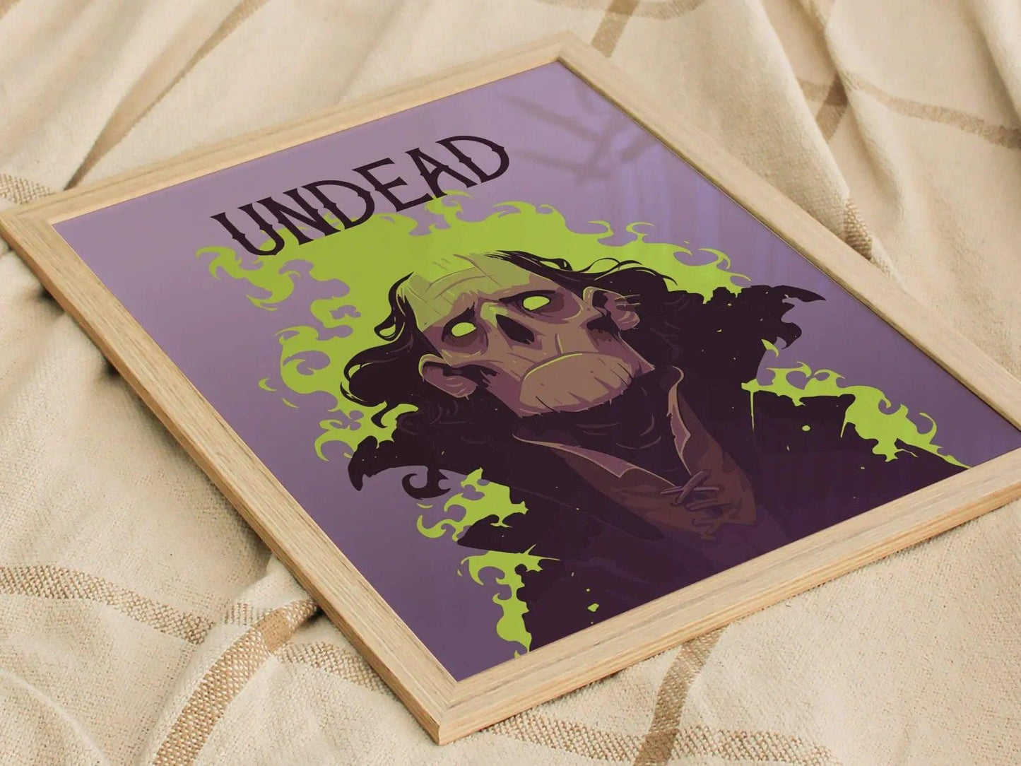 Undead Warlock Fantasy Portrait Framed Wall Art, LOTR D&D WoW RPG Fan Gift, Game Room Decor, Necromancer Folklore Dark Academia Gamer Poster - Swell Scenes