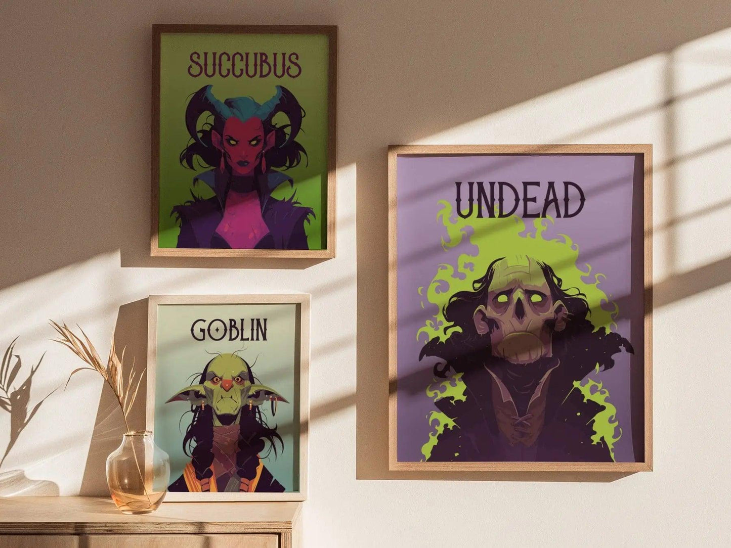 Undead Warlock Fantasy Portrait Framed Wall Art, LOTR D&D WoW RPG Fan Gift, Game Room Decor, Necromancer Folklore Dark Academia Gamer Poster - Swell Scenes