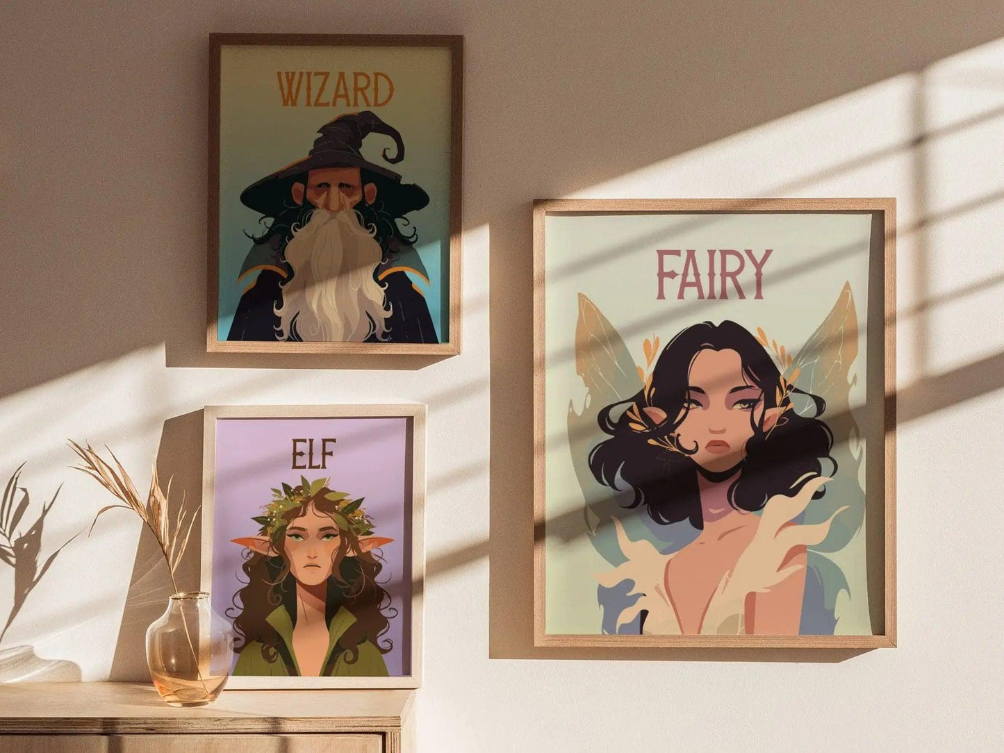 Fairy Fantasy Portrait Framed Wall Art, LOTR Fan Gift, Faerie Wiccan Room Decor, Mythical Folklore Pixie Fairycore Cottagecore Fae Poster - Swell Scenes
