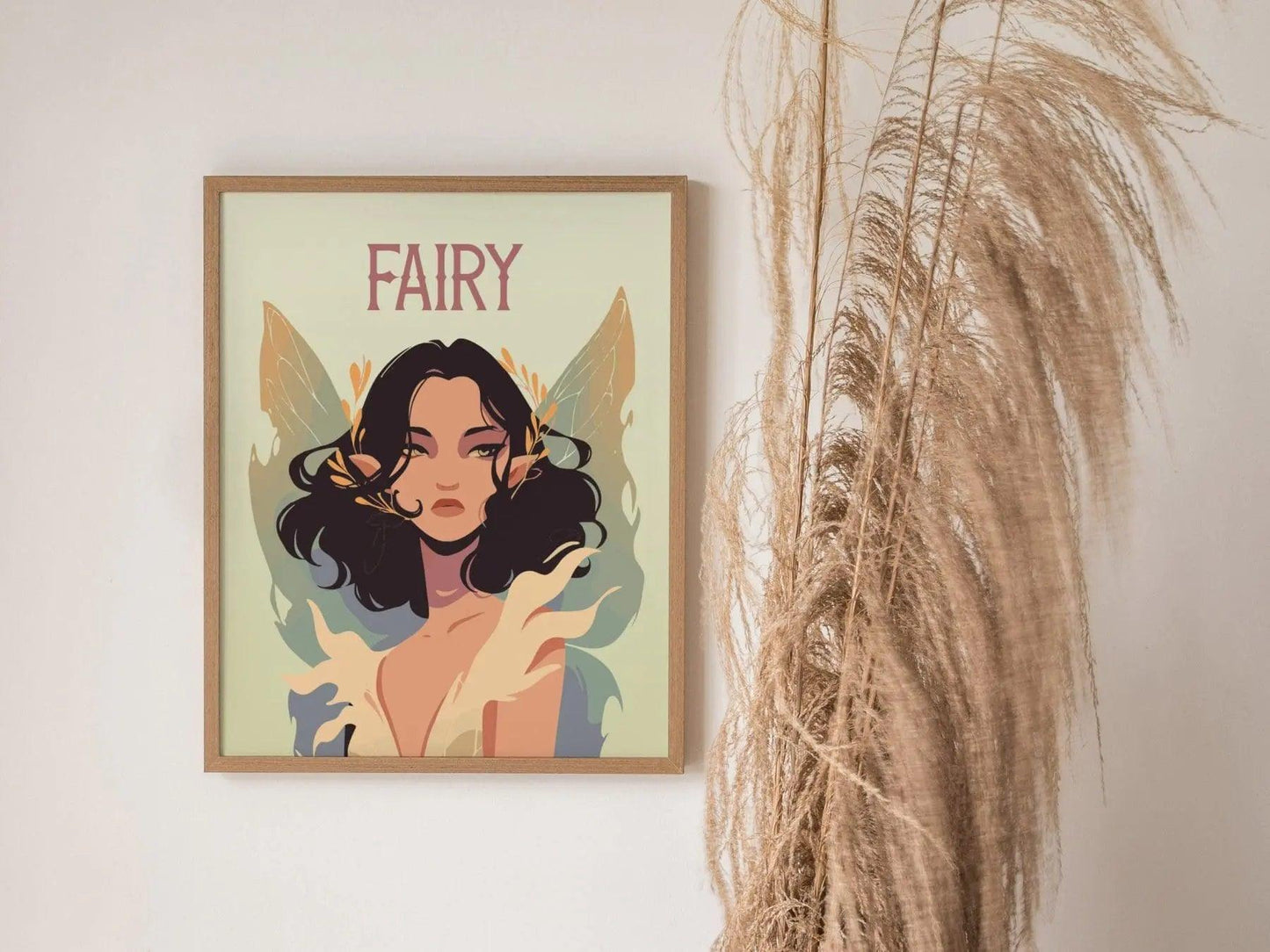 Fairy Fantasy Portrait Framed Wall Art, LOTR Fan Gift, Faerie Wiccan Room Decor, Mythical Folklore Pixie Fairycore Cottagecore Fae Poster - Swell Scenes