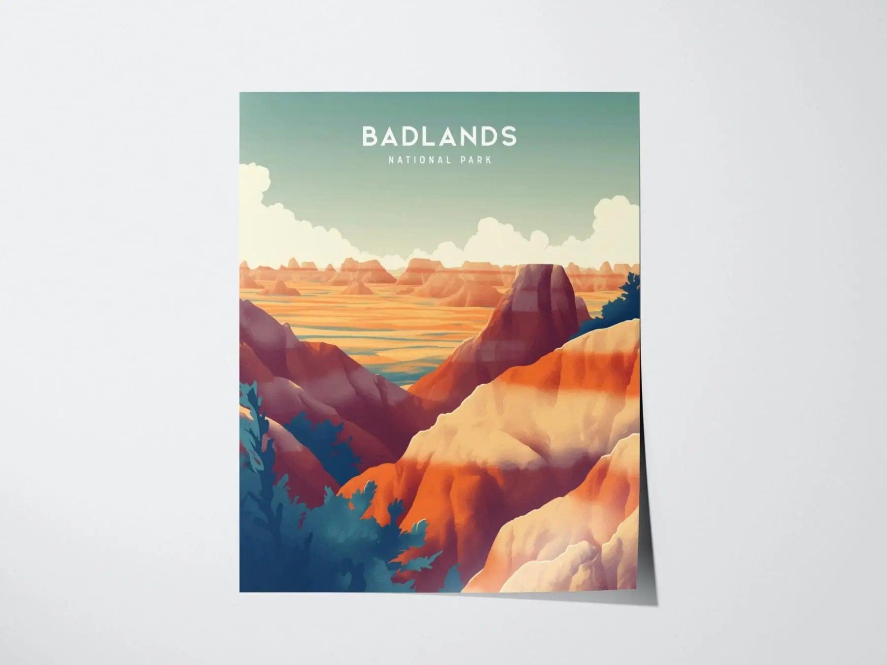 Badlands National Park Poster, South Dakota Landscape Art, Framed/Unframed Nature Print, Hiking Gift, Wilderness Decor, Airbnb Wall Decor - Swell Scenes