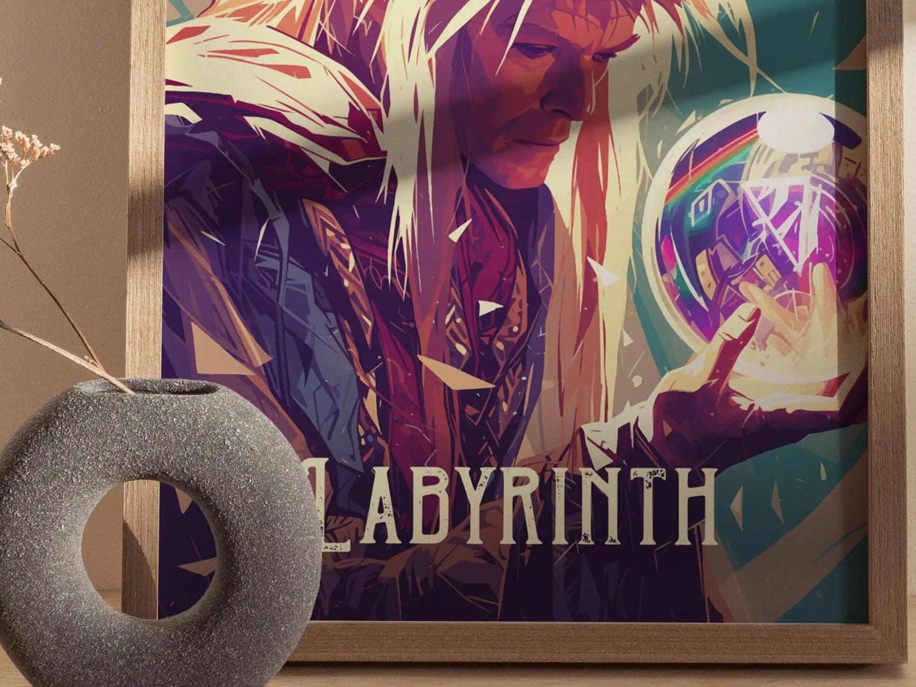 Labyrinth Film Framed Poster, 80s Nostalgia Wall Art | Classic Jim Henson 1980s Nostalgic Movie David Bowie Fan Fantasy Nostalgia Decor Gift - Swell Scenes