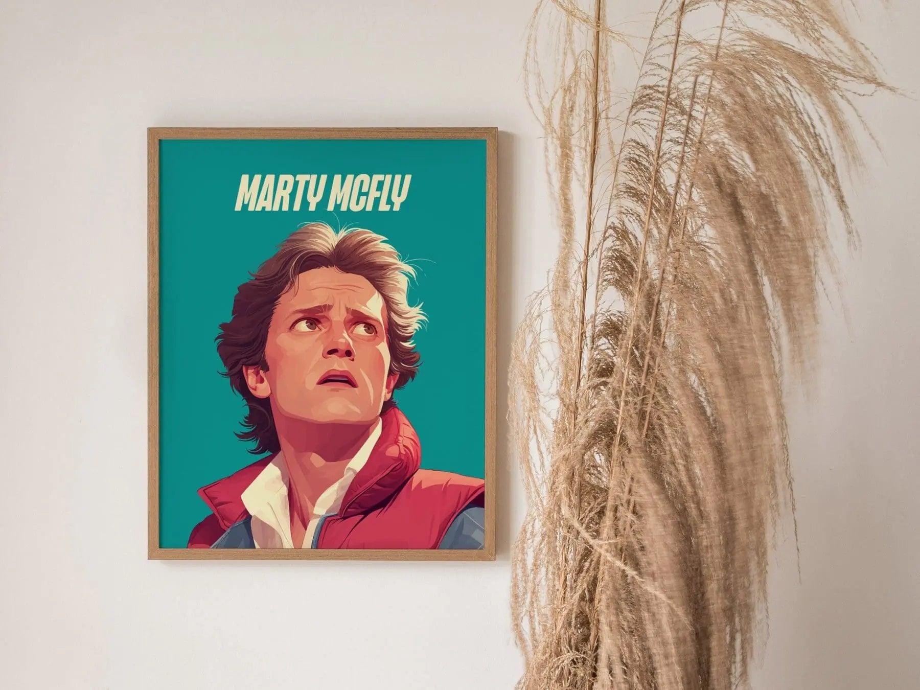 Marty McFly Portrait Back To The Future Framed Wall Art | 80s Scifi Movie Fan Poster | Nostalgic Sci-Fi Film Theater Room Decor Gift Set - Swell Scenes