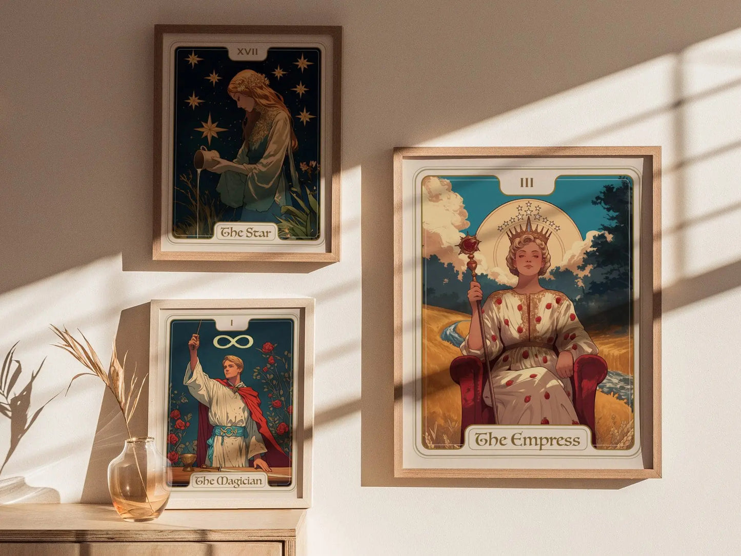 The Empress Major Arcana Tarot Card Framed Poster - Rider Waite Artwork Divination Art Nouveau Wiccan Dark Academia Home Decor Gift Set - Swell Scenes