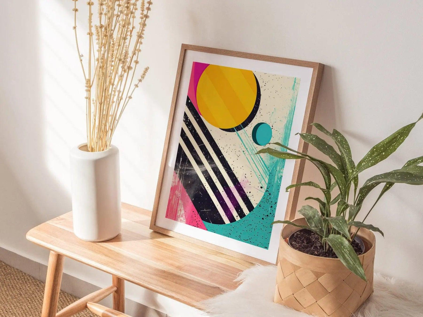 1980s Style Vintage Abstract Shapes 01, Contemporary Art Framed Poster, Eighties Wall Art Series, 80s Retro Design Modern Home Decor Set - Swell Scenes