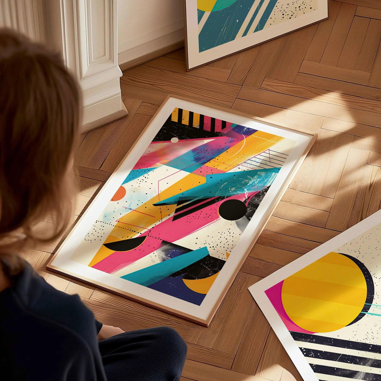 80s Retro Design Series 03, 1980s Style Vintage Abstract Shapes, Eighties Contemporary Art Framed Poster, Nostalgic Modern Art Home Decor - Swell Scenes