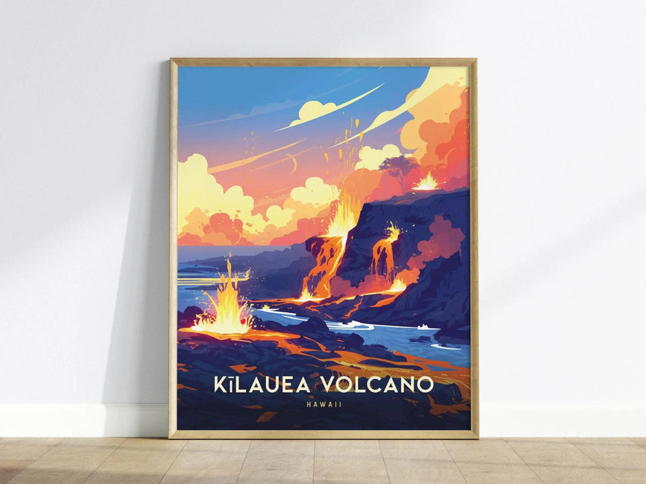 Kilauea Volcano Hawaii Poster, Volcano Landscape Art, Framed/Unframed Nature Print, Volcanic Decor, Big Island Gift, Hawaii Airbnb Decor - Swell Scenes