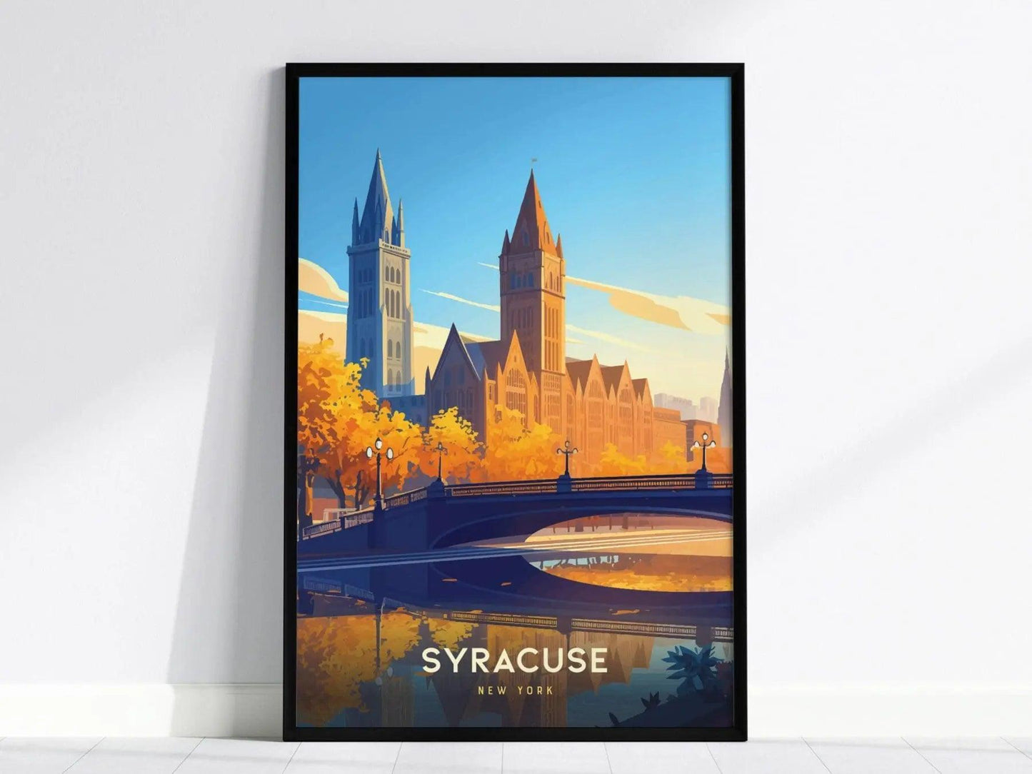 Syracuse New York City Poster, Framed/Unframed Syracuse Skyline Print, Travel and Urban Decor, New York State Gift, New York Airbnb Decor - Swell Scenes