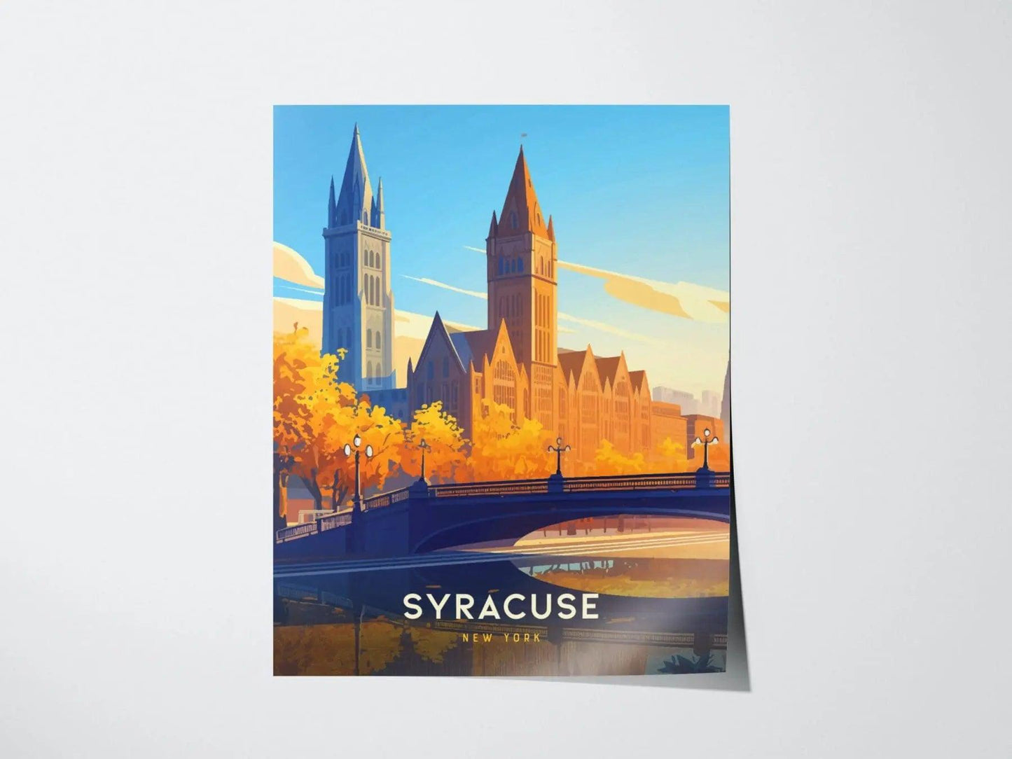 Syracuse New York City Poster, Framed/Unframed Syracuse Skyline Print, Travel and Urban Decor, New York State Gift, New York Airbnb Decor - Swell Scenes