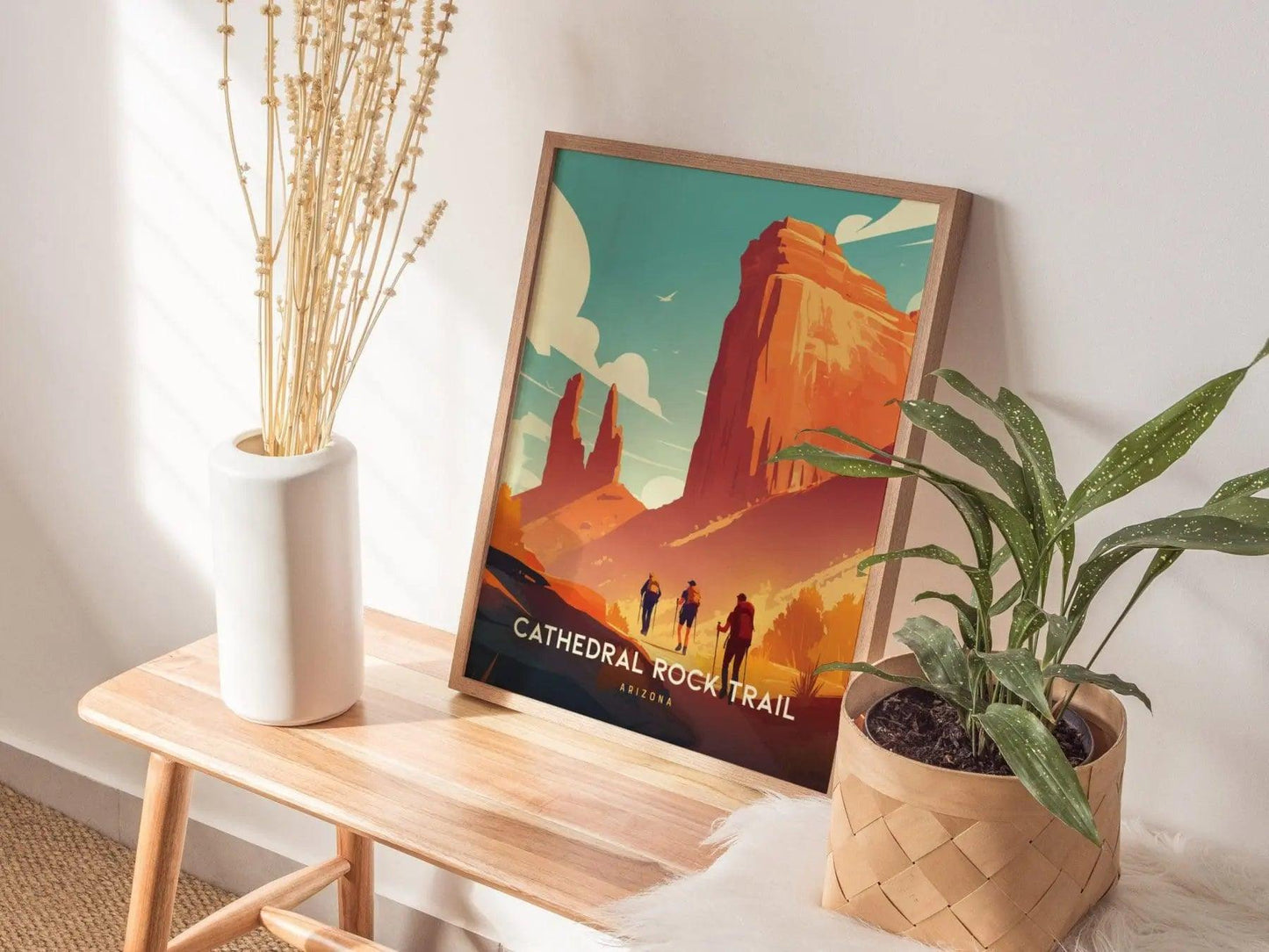Cathedral Rock Trail, Arizona Poster - Majestic Red Rock Landscape, Framed/Unframed Nature Hiking Print, Perfect Gift for Outdoor Enthusiast - Swell Scenes