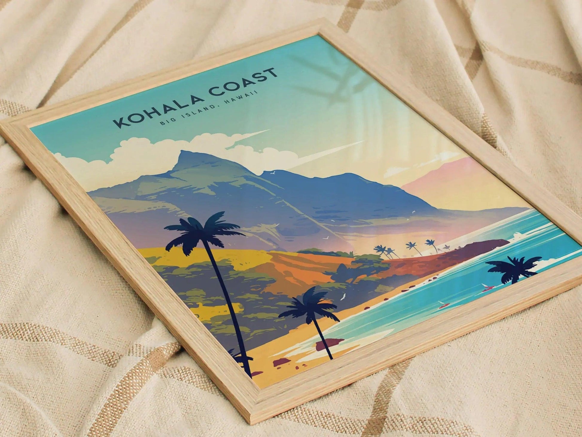Kohala Coast Mountains, Big Island Hawaii Poster - Scenic Coastal Landscape, Framed/Unframed, Perfect for Hikers and Surfers, Hawaiian Decor - Swell Scenes