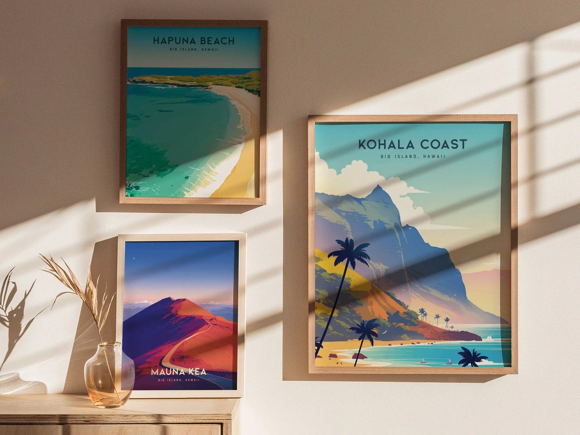 Kohala Coast Mountains, Big Island Hawaii Poster - Scenic Coastal Landscape, Framed/Unframed, Perfect for Hikers and Surfers, Hawaiian Decor - Swell Scenes
