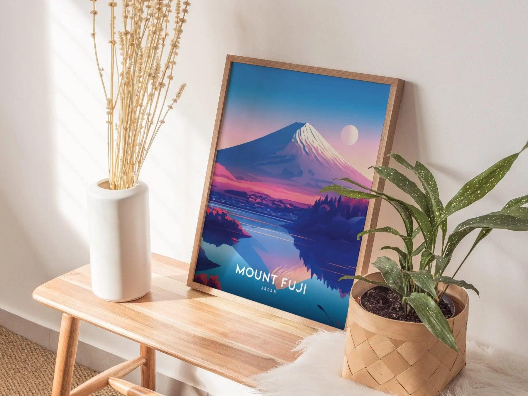 Mount Fuji, Japan Poster - Iconic Mountain Landscape, Framed/Unframed, Ideal for Hikers and Japan Vacationers, Airbnb Wall Art Decor - Swell Scenes