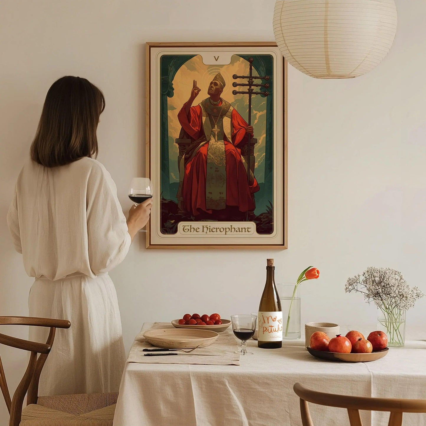 The Hierophant Major Arcana Tarot Card Framed Poster - Rider Waite Artwork Divination Art Nouveau Dark Academia Spiritual Decor Gift Set - Swell Scenes