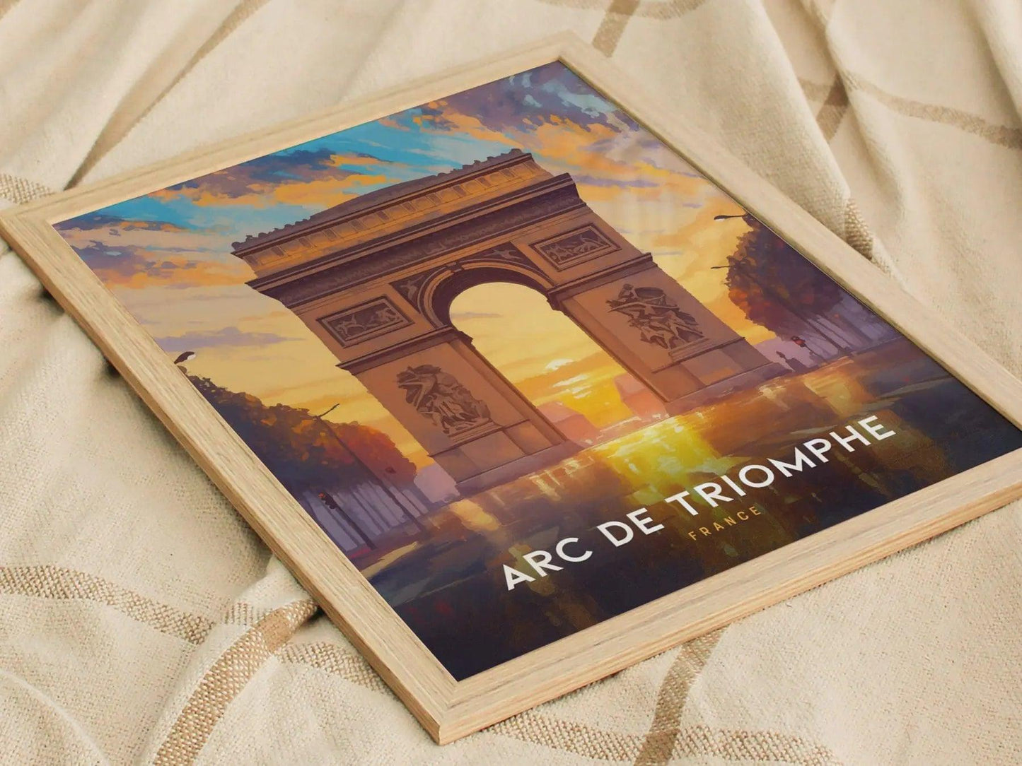 Arc de Triomphe, France at Sunrise Poster - Iconic Parisian Landmark View, Framed/Unframed, Perfect for Travel and History Buffs, Home Decor - Swell Scenes