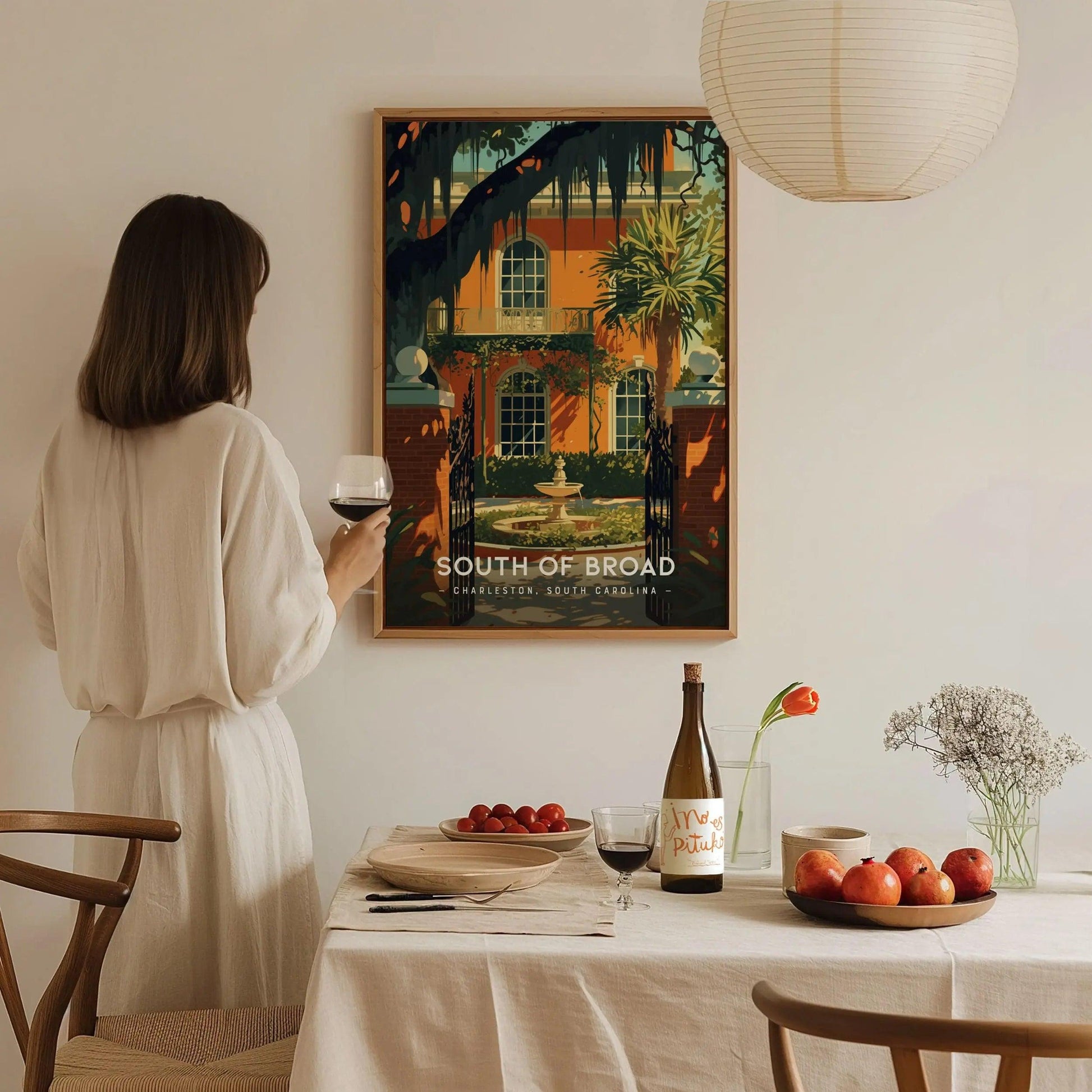 South of Broad Neighborhood, Charleston, South Carolina - Historic Wall Art Travel Poster Print Southeast Home Decor Southern Charm Gift Set - Swell Scenes