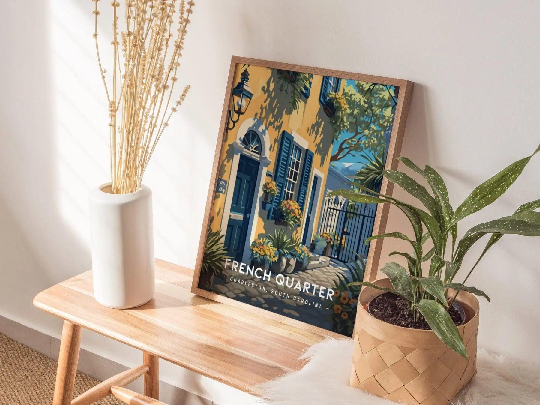 French Quarter Neighborhood, Charleston, South Carolina - Historic Wall Art Travel Poster Print Southeast Home Decor Southern Charm Gift Set - Swell Scenes