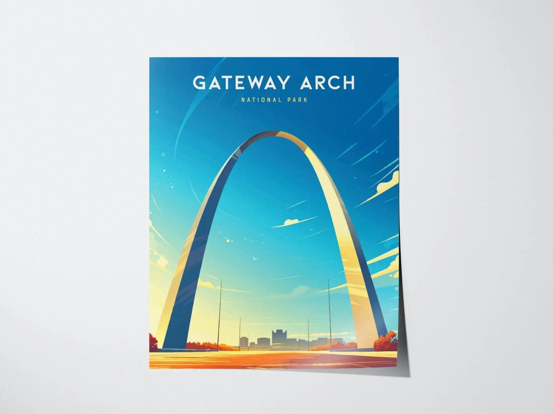 Gateway Arch National Park Poster, St. Louis Arch Art, Framed/Unframed Missouri Landmark Print, Travel Gift, Modern National Park Decor - Swell Scenes