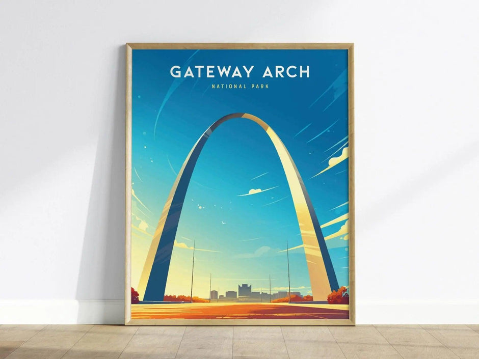 Gateway Arch National Park Poster, St. Louis Arch Art, Framed/Unframed Missouri Landmark Print, Travel Gift, Modern National Park Decor - Swell Scenes