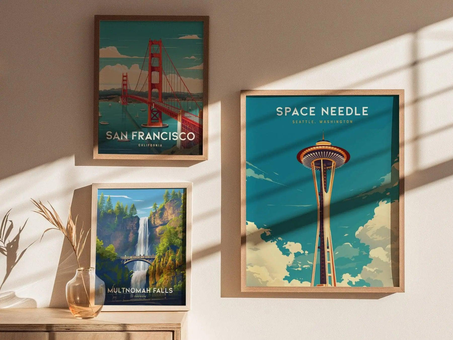 Space Needle Seattle Poster, Iconic Landmark Art, Framed/Unframed Washington Print, Urban Skyline Decor, Travel Gift, Coastal Wall Decor - Swell Scenes