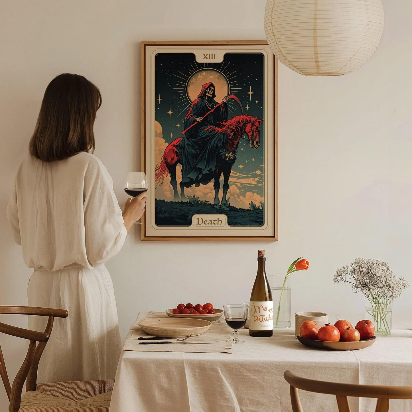 Death Major Arcana Tarot Card Framed Poster - Card 13 Grim Reaper Artwork Divination Art Nouveau Fortune Dark Academia Design Decor Gift Set - Swell Scenes