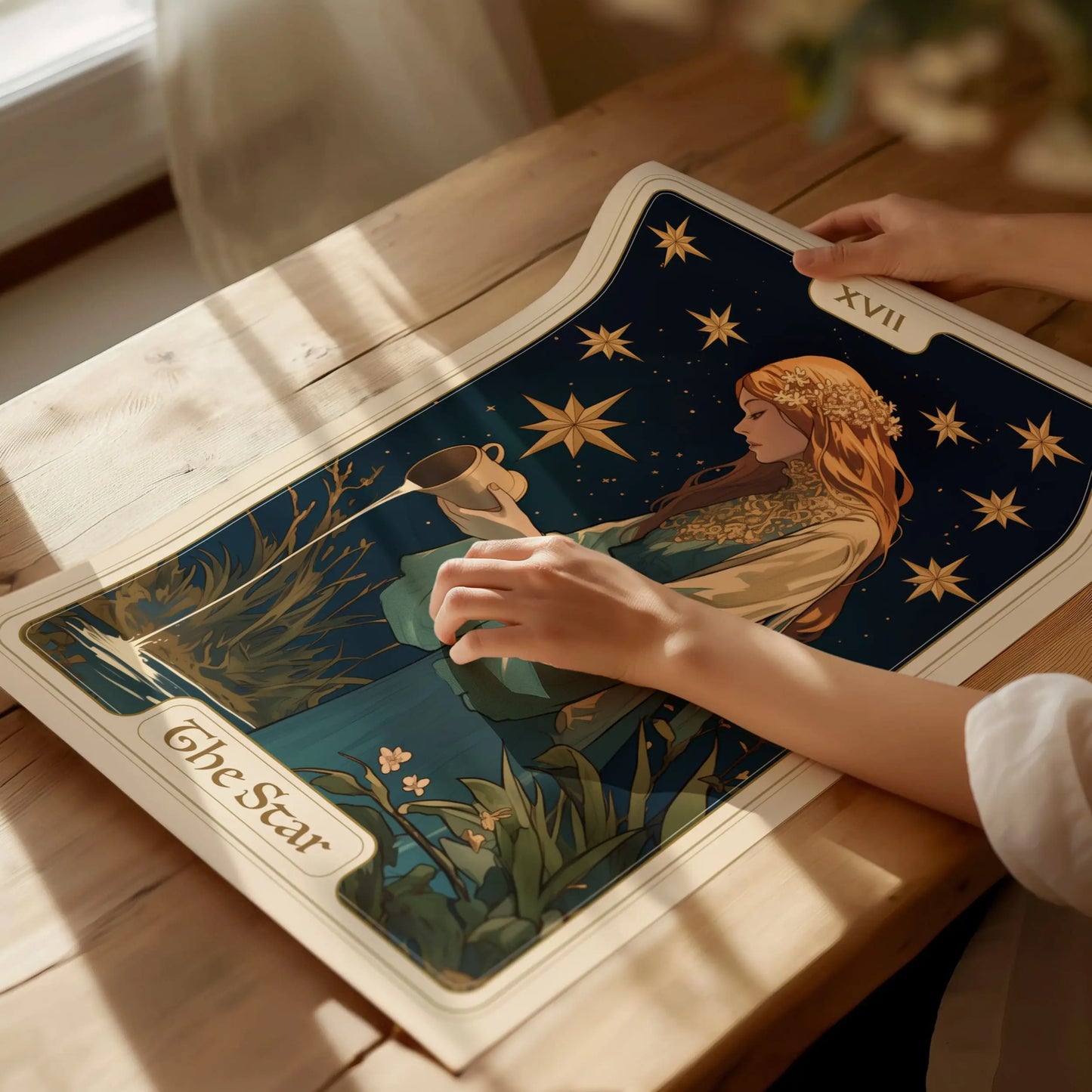 The Star Major Arcana Tarot Card Framed Poster - Rider Waite Artwork Divination Art Nouveau Fortune Dark Academia Design Decor Gift Set - Swell Scenes