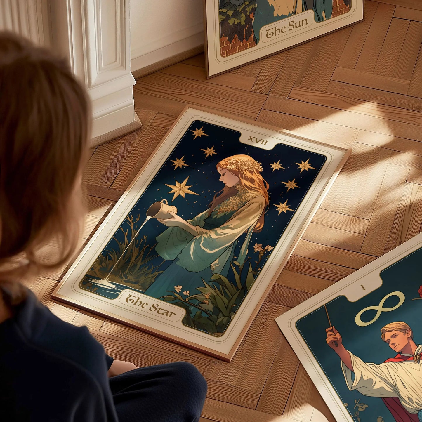 The Star Major Arcana Tarot Card Framed Poster - Rider Waite Artwork Divination Art Nouveau Fortune Dark Academia Design Decor Gift Set - Swell Scenes