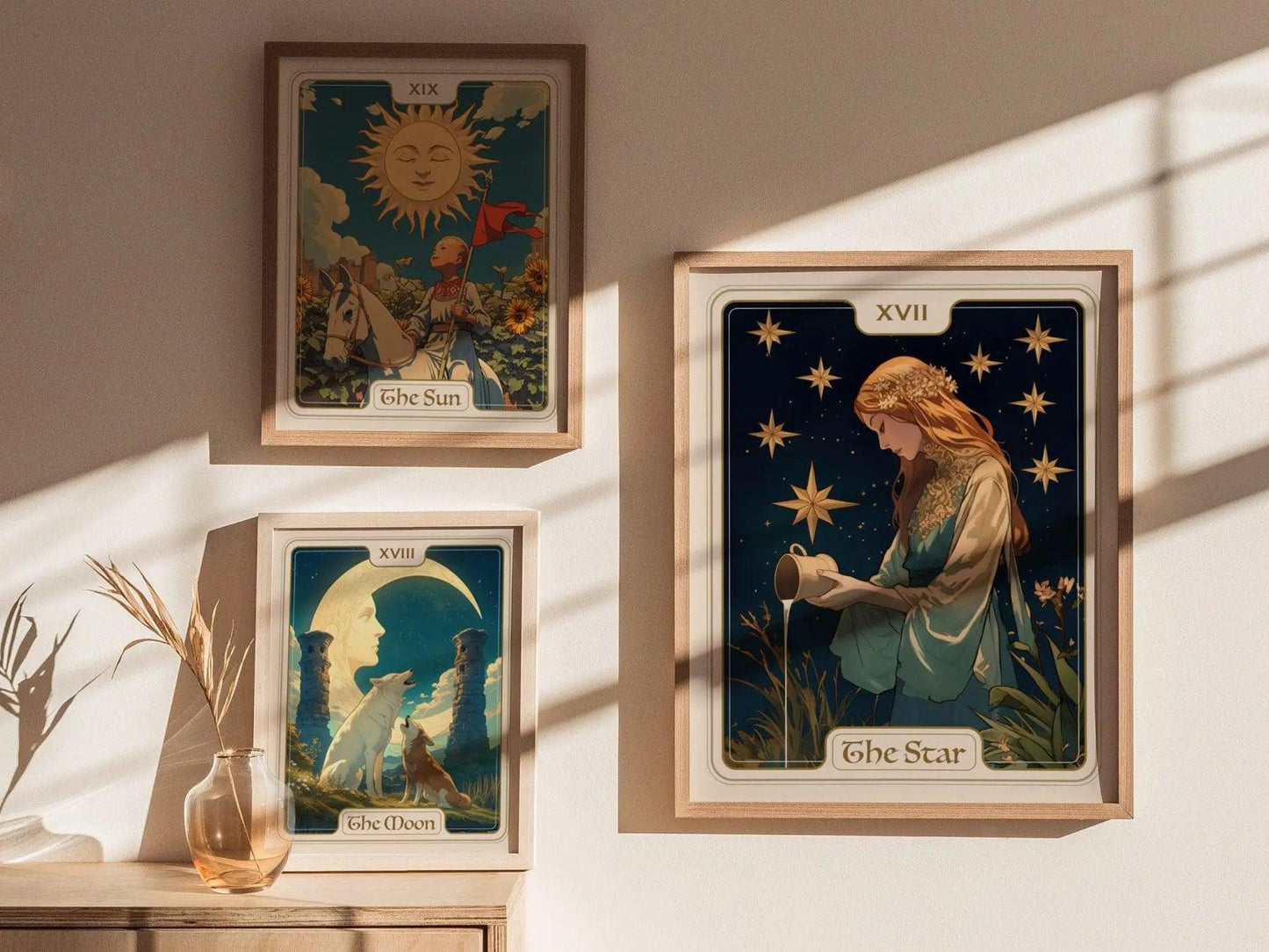 The Star Major Arcana Tarot Card Framed Poster - Rider Waite Artwork Divination Art Nouveau Fortune Dark Academia Design Decor Gift Set - Swell Scenes