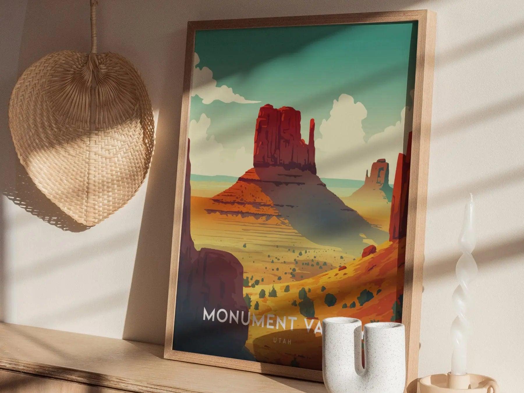 Monument Valley Utah Poster, Iconic Desert Landscape Art, Framed/Unframed Navajo Tribal Park Print, Travel Gift, Western Decor, Travel Decor - Swell Scenes