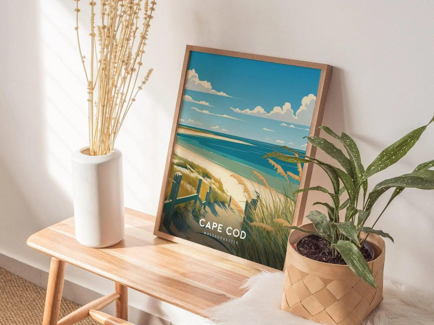Cape Cod Travel Poster, Massachusetts - Beautiful Beach Scene, Ideal Coastal Wall Art, Available Framed or Unframed, Coastal Wall Art Decor - Swell Scenes