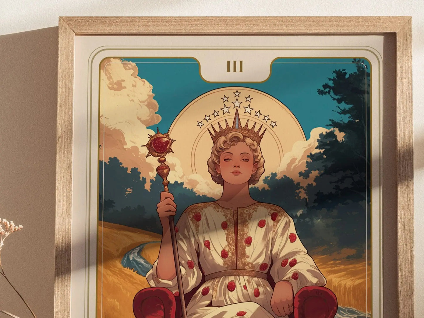 The Empress Major Arcana Tarot Card Framed Poster - Rider Waite Artwork Divination Art Nouveau Wiccan Dark Academia Home Decor Gift Set - Swell Scenes