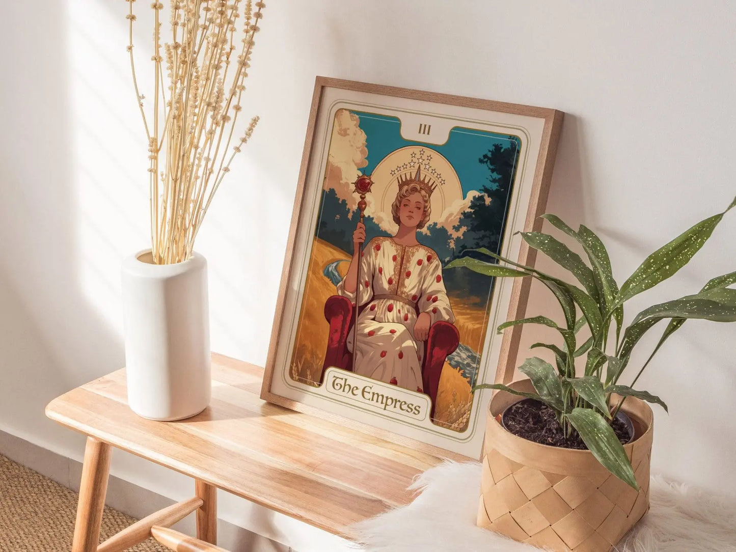 The Empress Major Arcana Tarot Card Framed Poster - Rider Waite Artwork Divination Art Nouveau Wiccan Dark Academia Home Decor Gift Set - Swell Scenes