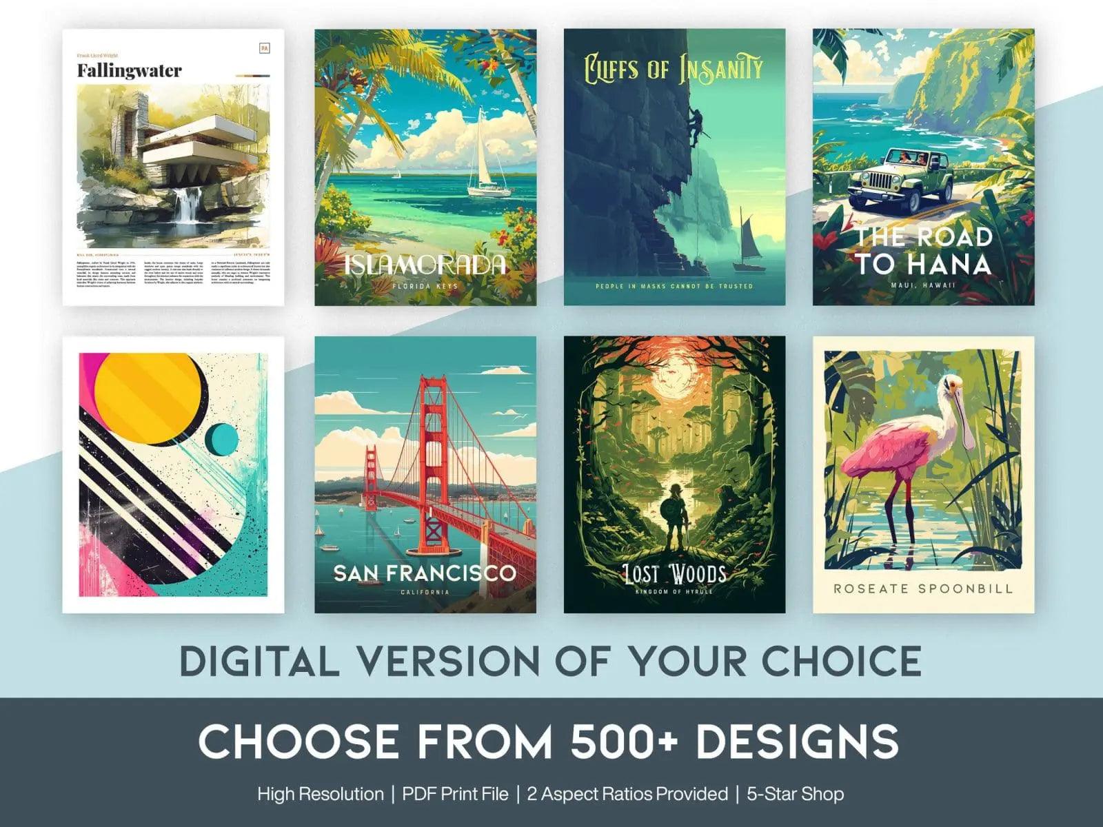 Digital Version Art Print - Choose From 500+ Locations & Designs, Modern Wall Art High Resolution Printing PDF Vector File Travel Prints - Swell Scenes