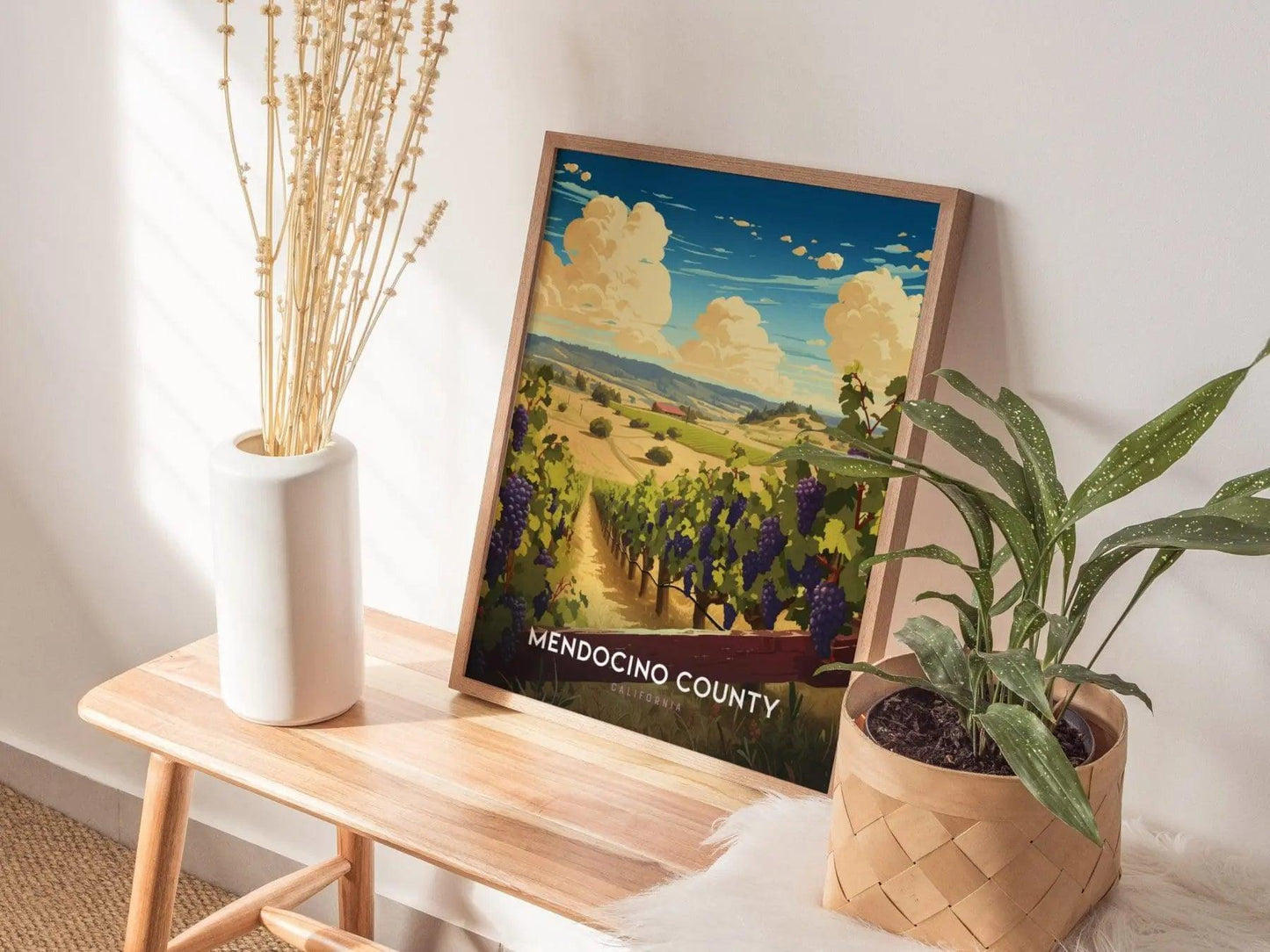 Mendocino County Poster - Scenic California Wine Country Landscape, Perfect for Wine Lovers, Available Framed or Unframed, Wine Lovers Gift - Swell Scenes