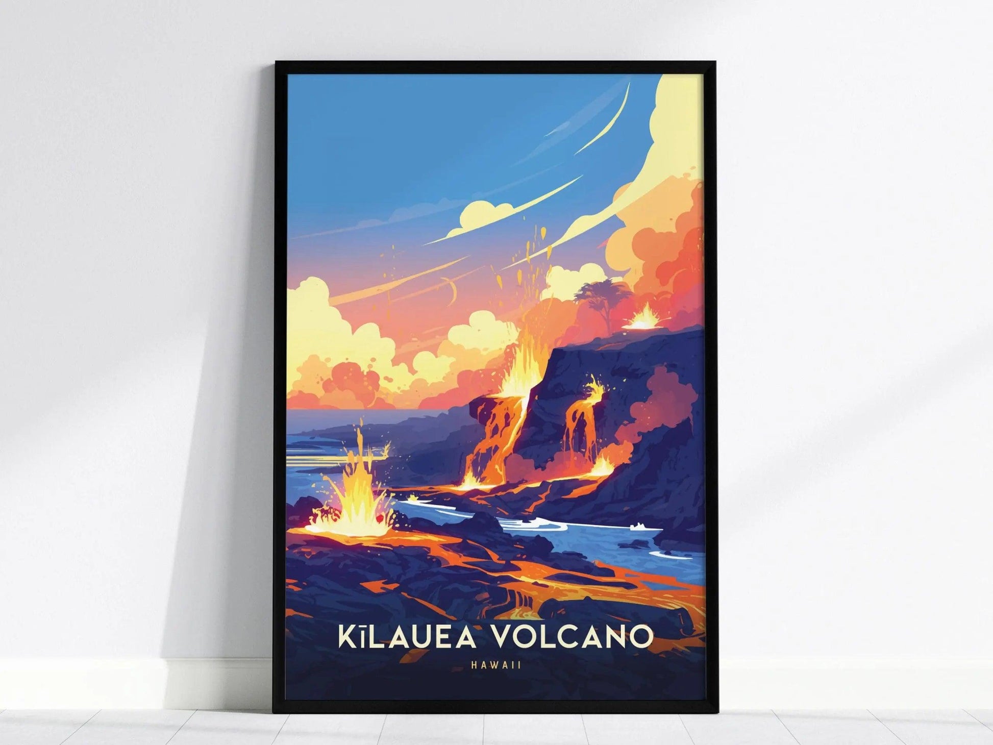 Kilauea Volcano Hawaii Poster, Volcano Landscape Art, Framed/Unframed Nature Print, Volcanic Decor, Big Island Gift, Hawaii Airbnb Decor - Swell Scenes