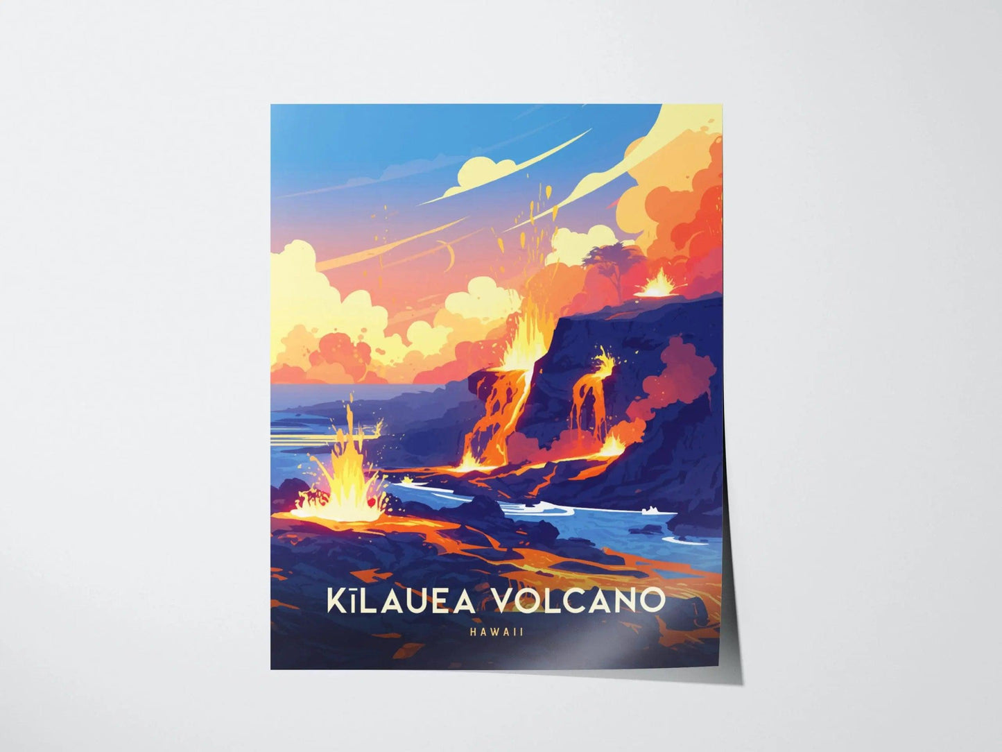 Kilauea Volcano Hawaii Poster, Volcano Landscape Art, Framed/Unframed Nature Print, Volcanic Decor, Big Island Gift, Hawaii Airbnb Decor - Swell Scenes