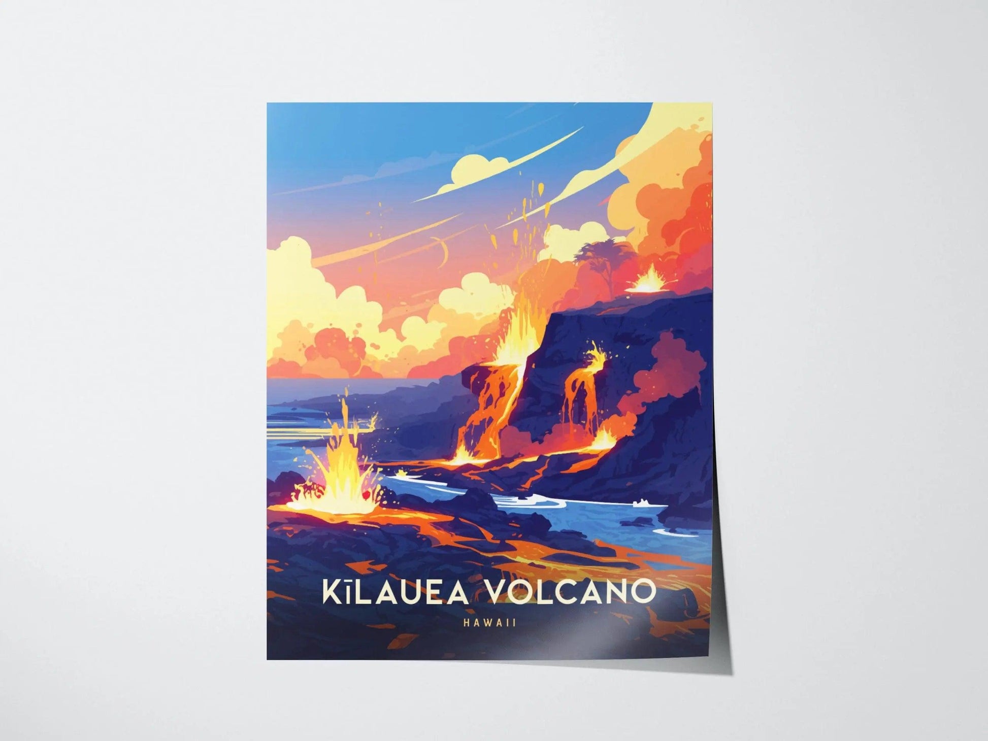 Kilauea Volcano Hawaii Poster, Volcano Landscape Art, Framed/Unframed Nature Print, Volcanic Decor, Big Island Gift, Hawaii Airbnb Decor - Swell Scenes