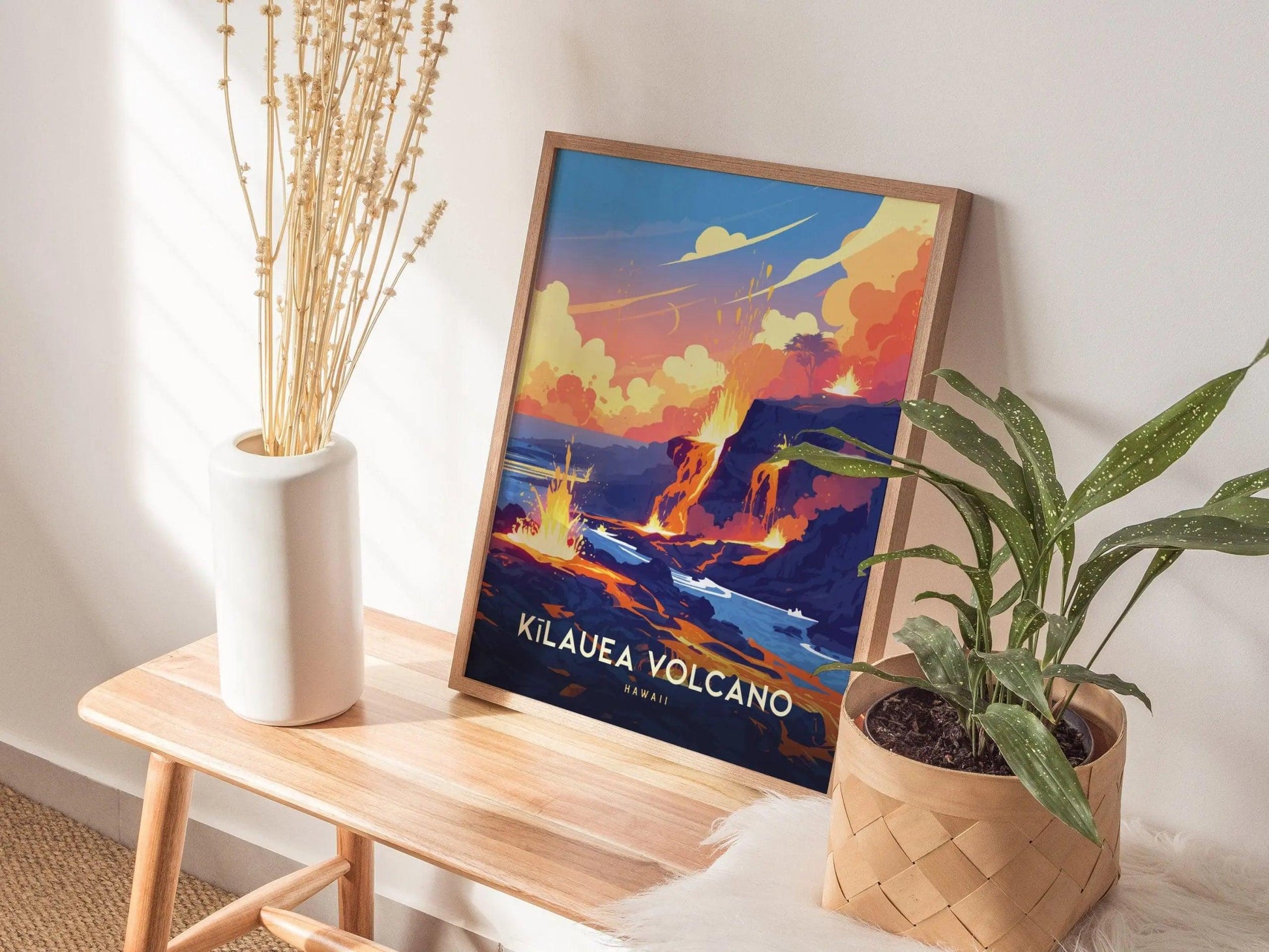 Kilauea Volcano Hawaii Poster, Volcano Landscape Art, Framed/Unframed Nature Print, Volcanic Decor, Big Island Gift, Hawaii Airbnb Decor - Swell Scenes
