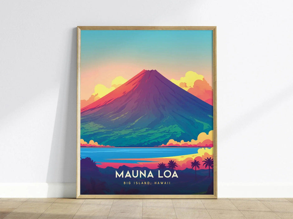 Mauna Loa Volcano Poster, Big Island Hawaii Landscape, Framed/Unframed Nature Art, Hawaiian Volcano Print, Island Adventure Decor Wall Art - Swell Scenes