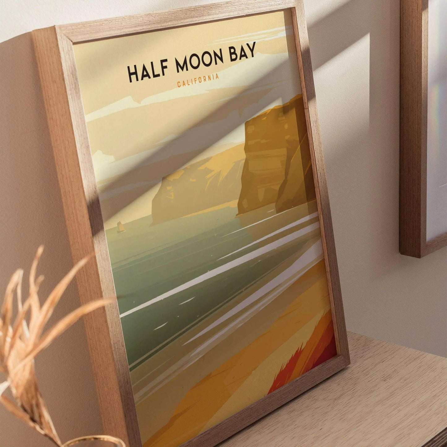 Half Moon Bay, California Poster - Coastal Scenery Art, Perfect for Beach Lovers, Available Framed or Unframed, West Coast Home Decor - Swell Scenes