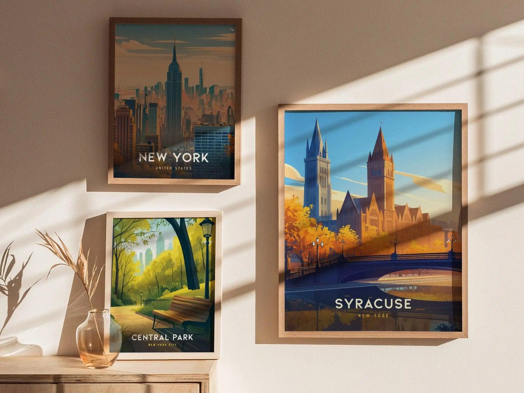 Syracuse New York City Poster, Framed/Unframed Syracuse Skyline Print, Travel and Urban Decor, New York State Gift, New York Airbnb Decor - Swell Scenes