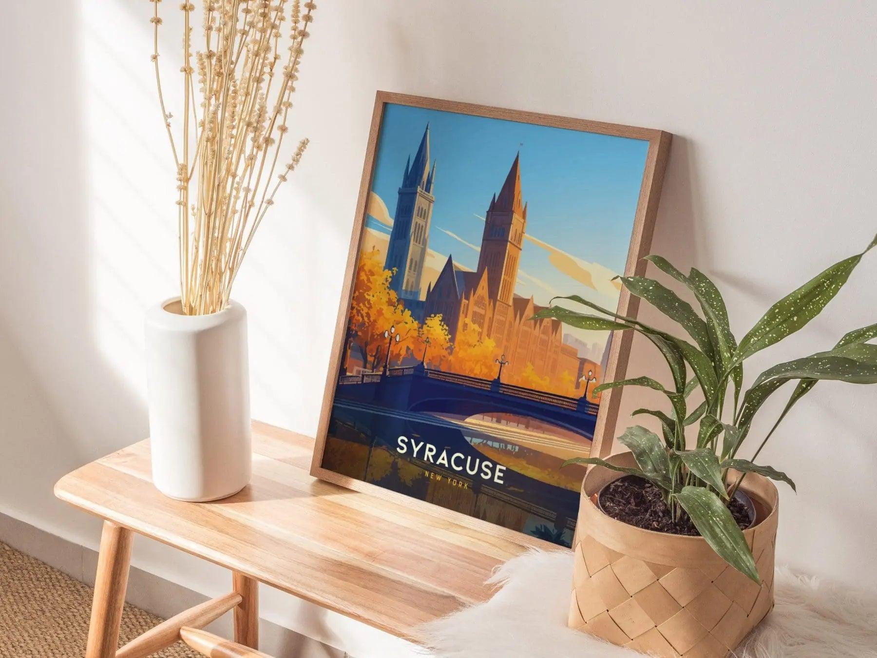 Syracuse New York City Poster, Framed/Unframed Syracuse Skyline Print, Travel and Urban Decor, New York State Gift, New York Airbnb Decor - Swell Scenes