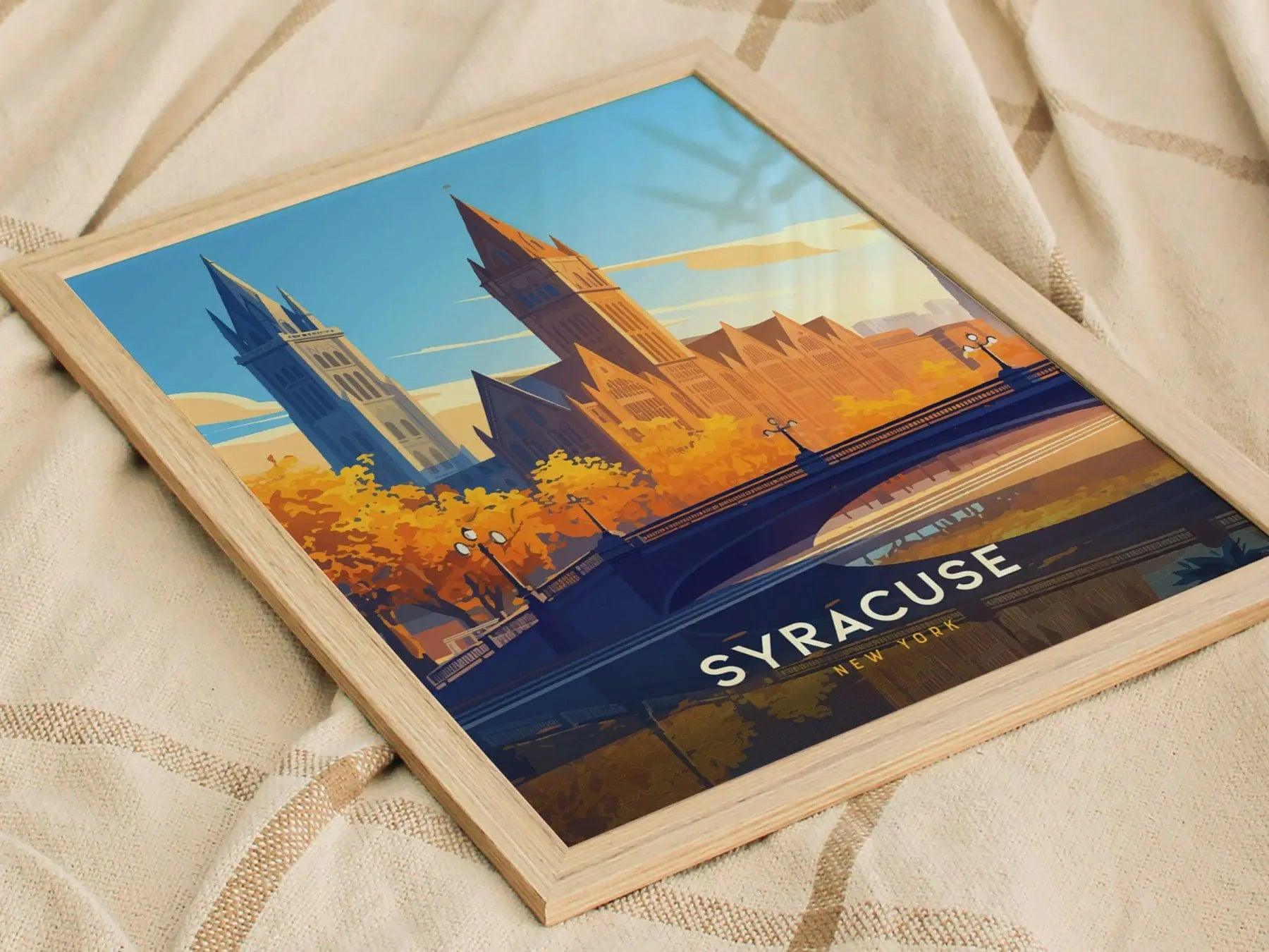 Syracuse New York City Poster, Framed/Unframed Syracuse Skyline Print, Travel and Urban Decor, New York State Gift, New York Airbnb Decor - Swell Scenes