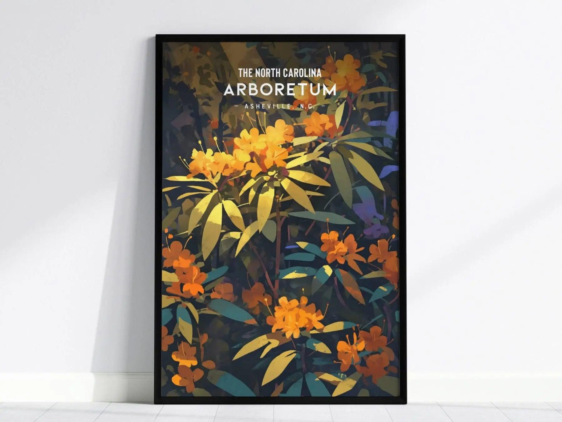 North Carolina Arboretum Azaleas, Asheville, NC, Framed Wall Art, Garden Travel Poster Print Vacation Home Cabin Decor Artwork Gardener Gift - Swell Scenes